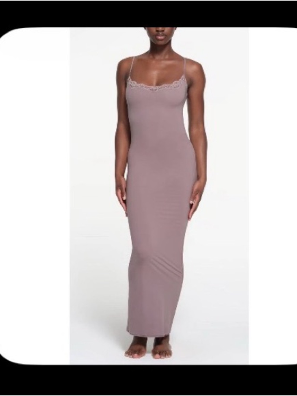 SKIMS Mauve Lace-Trim Maxi Slip